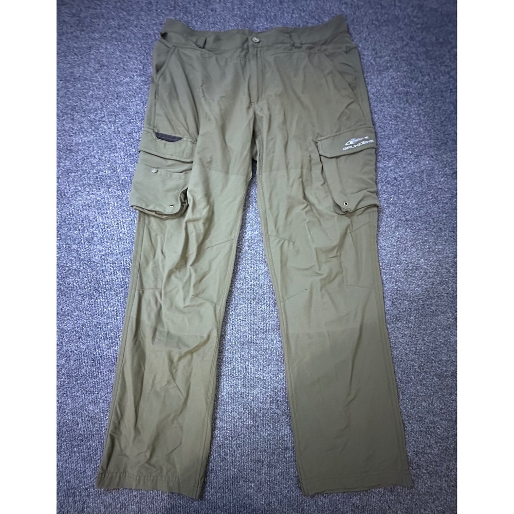 Grundens Gaff Cargo Pants Mens 36R Olive Green Fishing Hiking Outdoor Utility